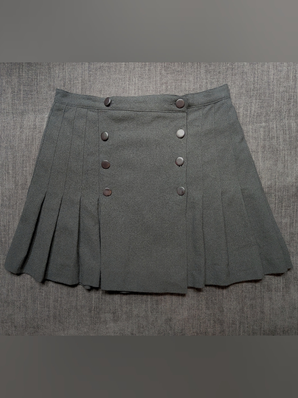 Vintage Black Pleated Mini Skirt 100% Wool
